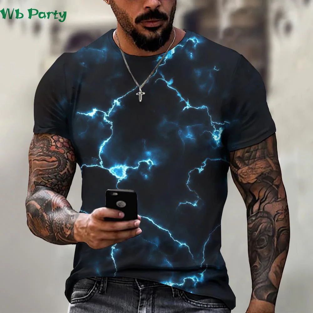 Lightning print Men\'s Dry Fit shirt Short Sleeve Lightning shirts Graphic Tee men\'s summer clothes Men\'s Dry Fit shirt tshirt