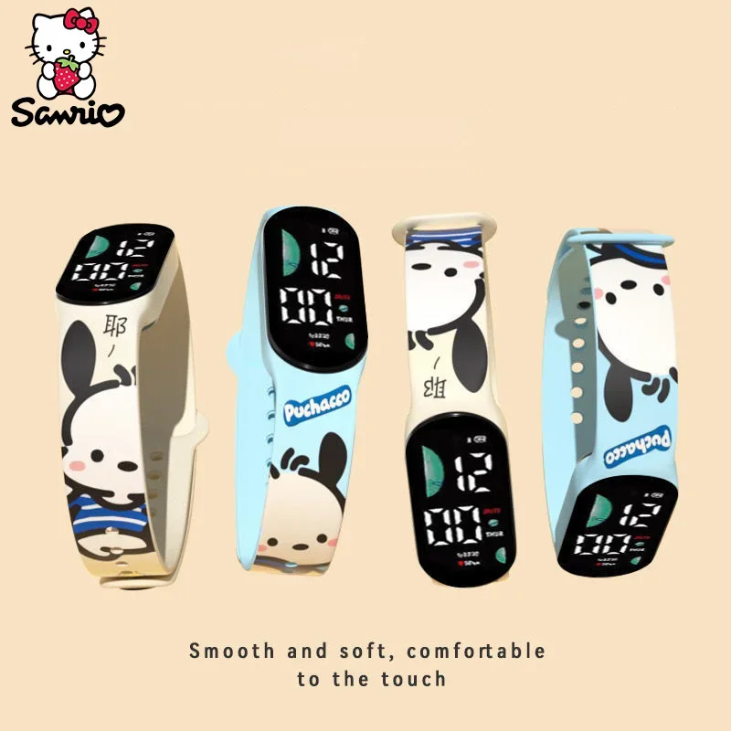 Pochacco ساعة سانريو اكسسوارات كورومي ساعة سينامورول Led ساعة إلكترونية مرحبا كيتي أنيمي الشكل طالب الأطفال هدية #4