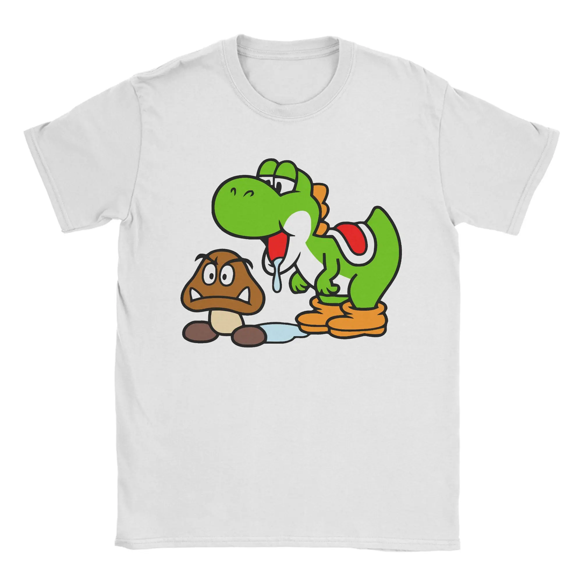 

Мужские футболки Super Marios Yoshi And Goomba, повседневная футболка с коротким рукавом и круглым вырезом, футболка из чистого хлопка, 4XL, 5XL, 6XL, одежда