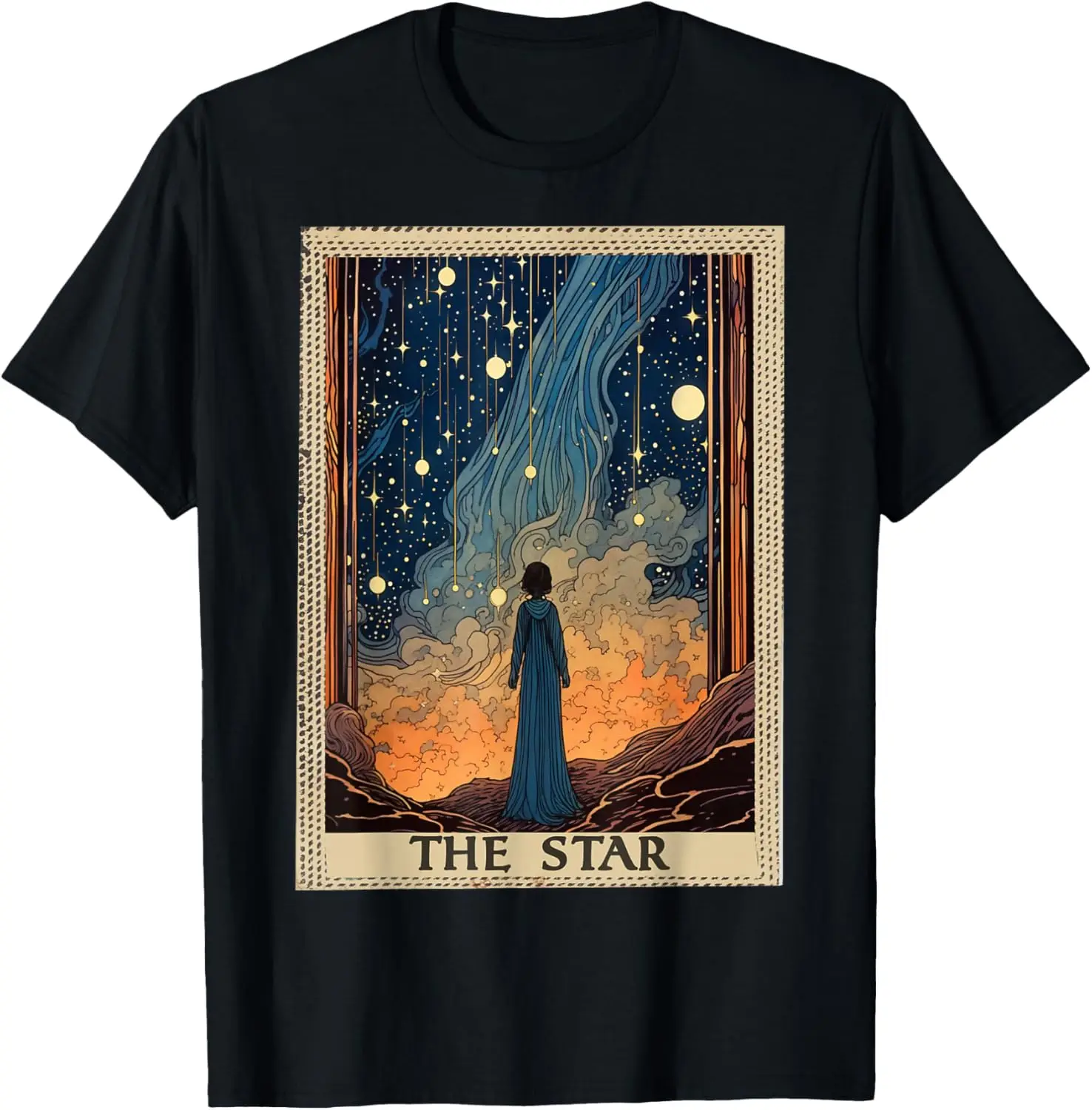 Original Tarot Card The Star T-Shirt 100% Cotton Trendy Y2K Short-Sleeve Tee-Soft, Quick-Drying, Moisture-Wicking; Ideal Sports