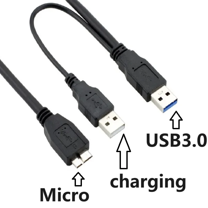 Kabel Data USB 3.0 Tipe A ke Micro B Y, HDD USB 3.0 1M untuk kabel Data Disk Hard Drive seluler eksternal dengan kabel pengisian daya