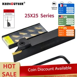 1PC MGEHR2525-1.5/2/2.5/3/4/5 Grooving Tool Holder MGMN Carbide Insert MGEHR Straight Shank External Turning Tool Lathe Bar