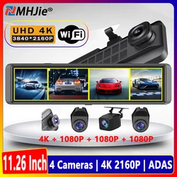 4K Dash Cam 4-Channel Record 1080P ADAS BSD Car DVR WIFI APP Rear View Mirror Auto Video Recorder Camera Ultra HD 24H Parking