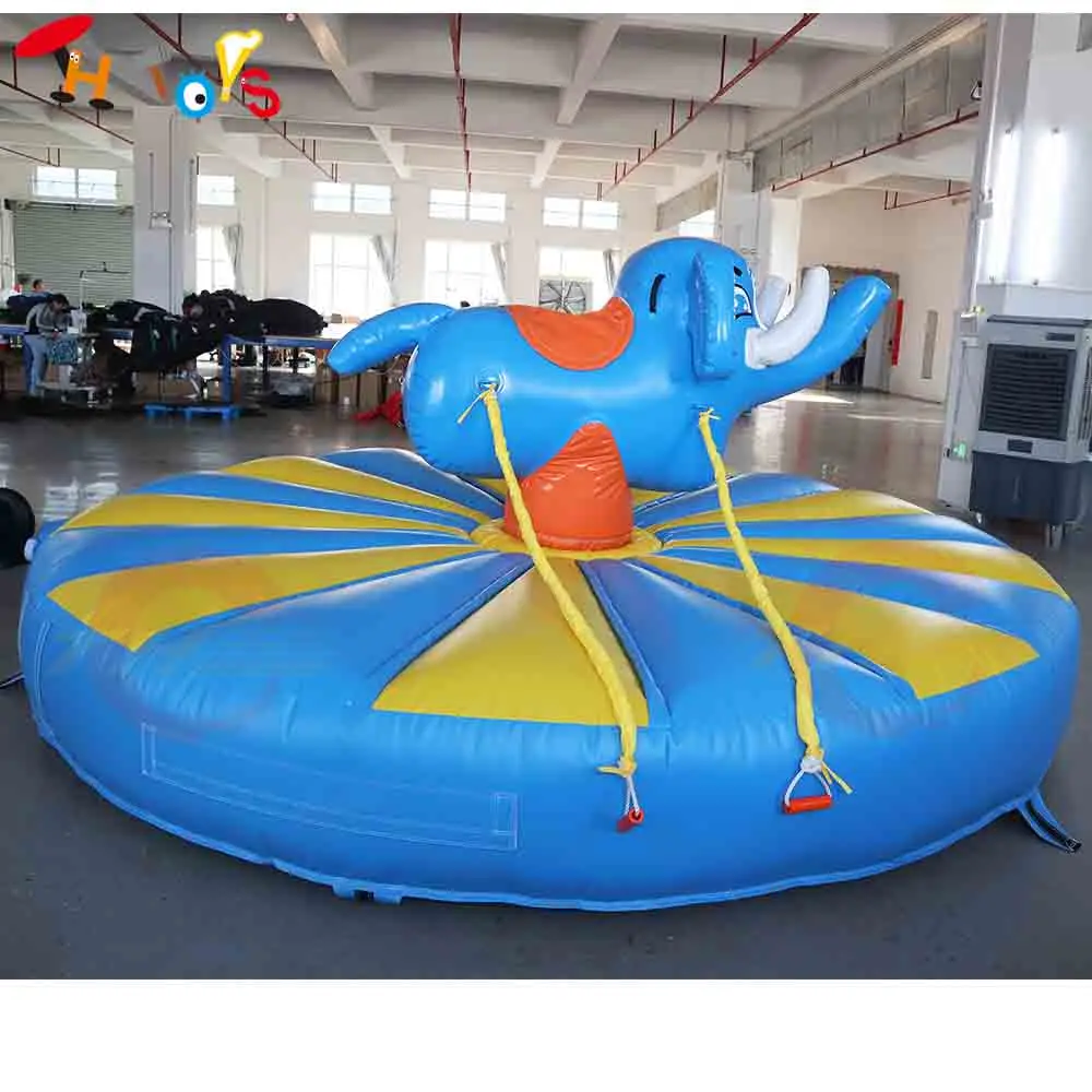 Fast Shipping 4m/5m Dia Inflatable Elephant Riding Game Commercial Carnival Game Toys Manual Ride Animal Elephant