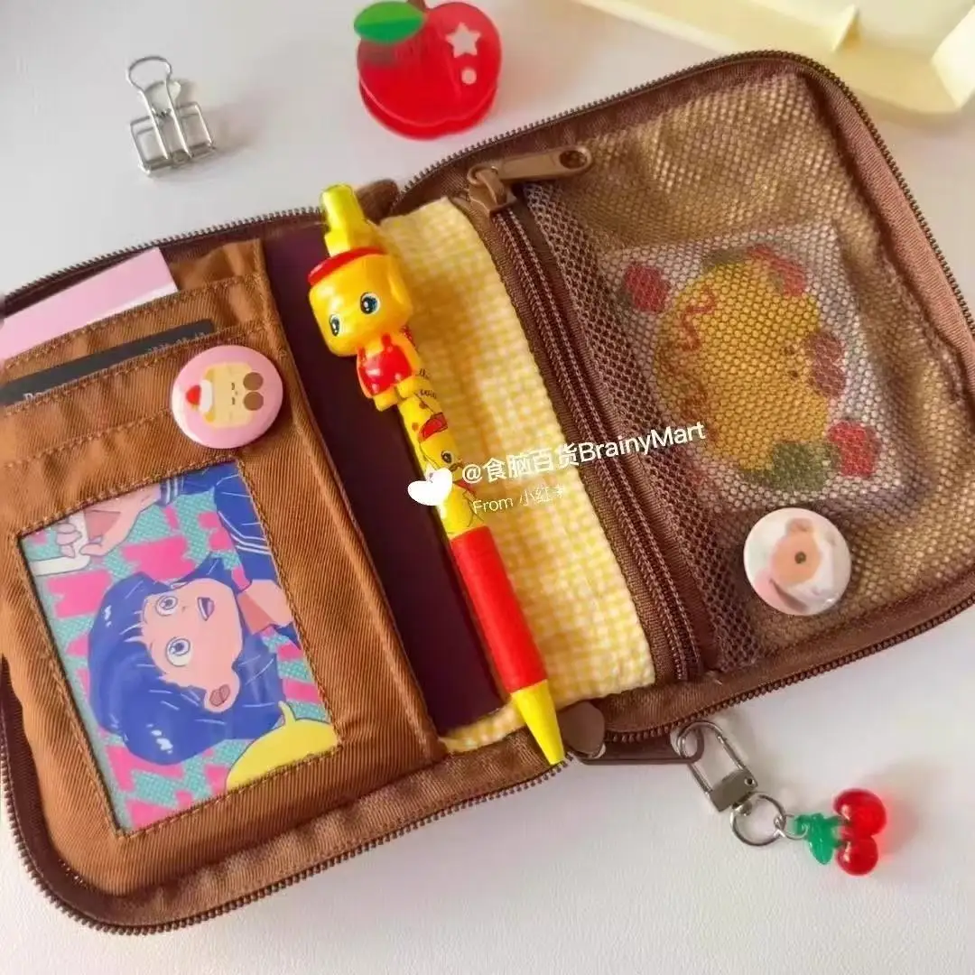 Japanese Cherry Pudding Plush Travel Passport Bag Wallet Bag Student Card Bag Book Jacket Storage Bag Portable Coin Purse Gift view 4