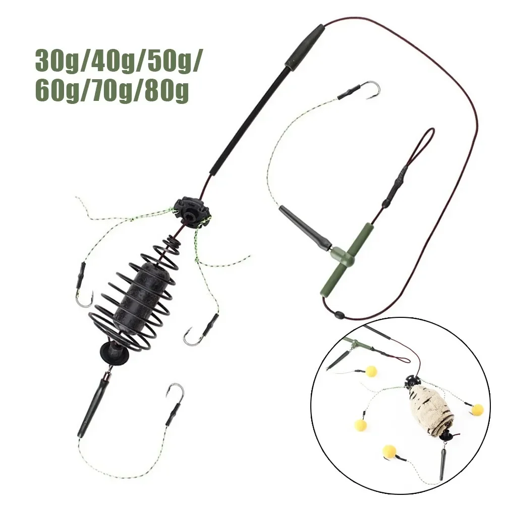 30-80g Carp Fishing Bait Cage Line Group Feeder Sinker String Hook Sinking Fishing Bait Basket Pesca Fish Tackle Accessories