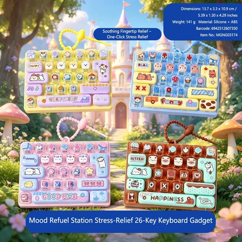 26 Grid Keycap Clicker Anti Stress Fidget Keyboard Keychain Decompression Button Hand Relax Party Favor Gift Toy Bag Pendant New