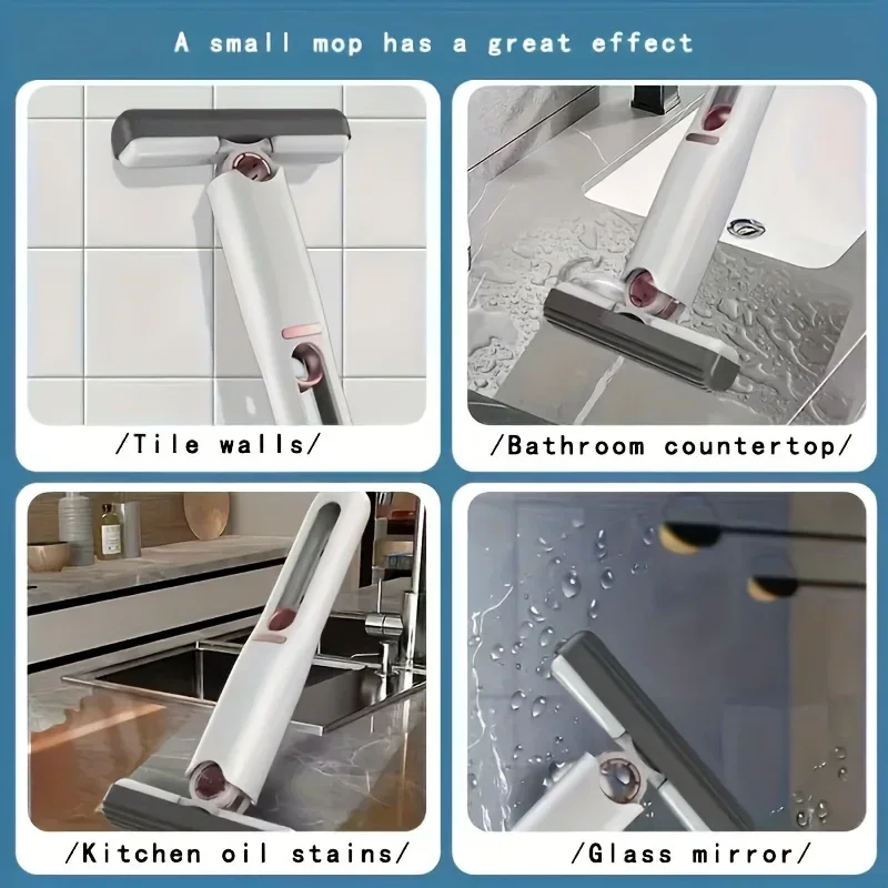 Powerful Squeeze Mini Mop Folding Home Cleaning Mops With Sponge Self-squeezing Floor Washing Mops Desk Window Car Clean Tools image 5