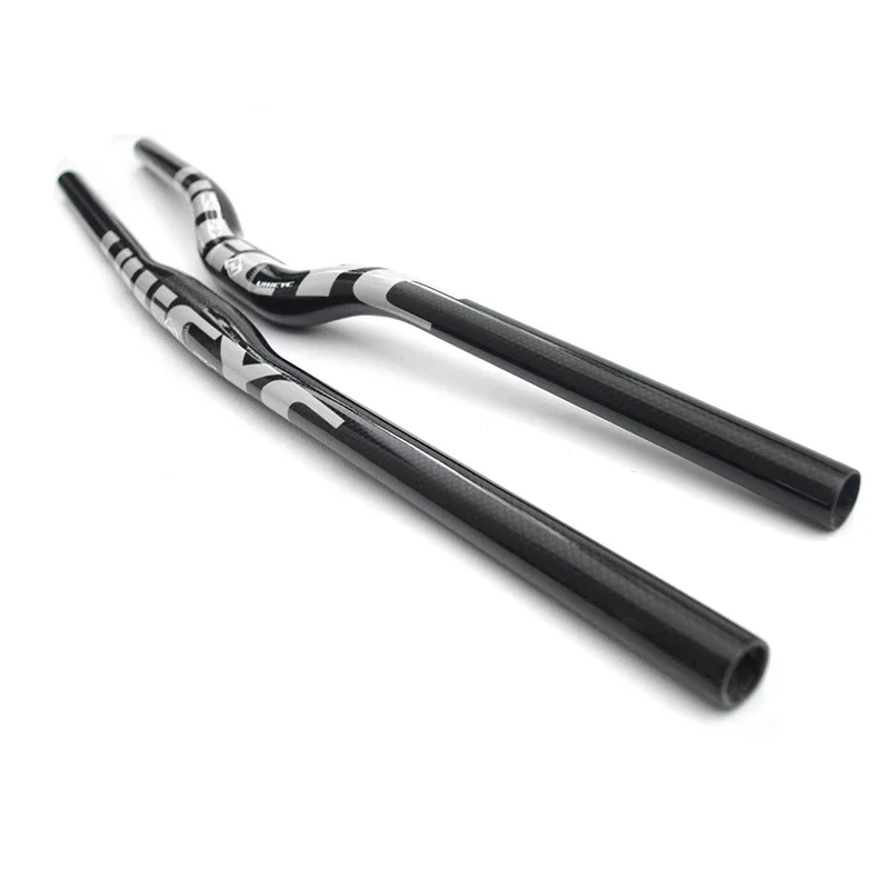 Ullicyc Full Carbon MTB Handlebar 3K Gloss Silver 580-740mm Flat/Rise Bicycle Bar, Lightweight Update for MTB & Electric Scooter