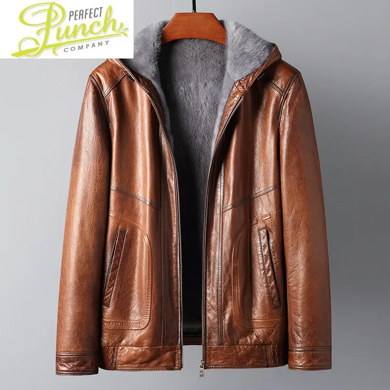 

Men Genuine 2023 Fur Jacket Winter Jackets Leather Real Sheepskin Coat Male Hooded Mink Liner Leather Parkas Man 5XL