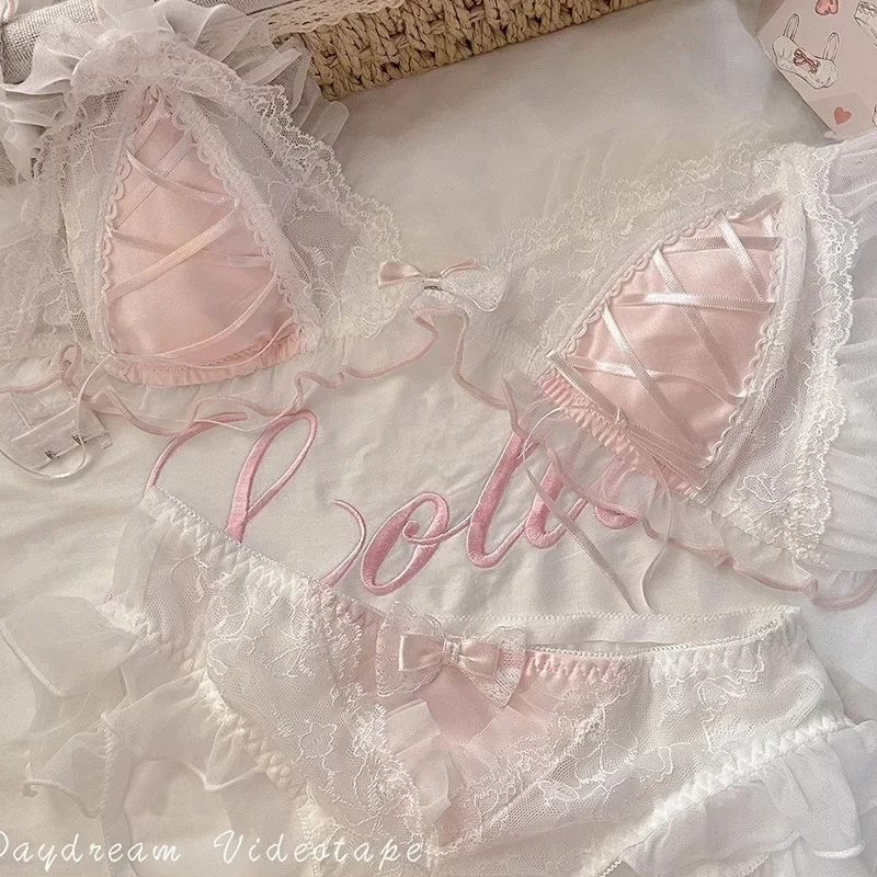 cute lace Lolita girls thin cute lace small bra women triangle cup bra sexy - Image 4