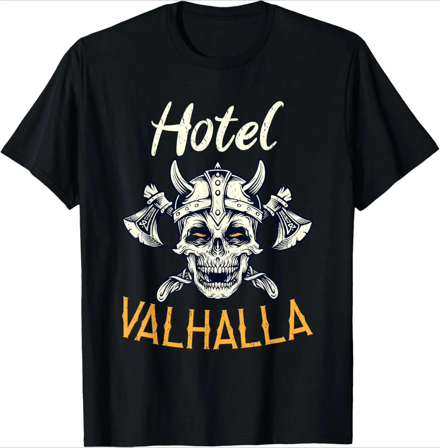 

Hotel Valhalla Norway Nordic warriors design-100% cotton summer casual round neck short sleeve printed men's T-shirt.
