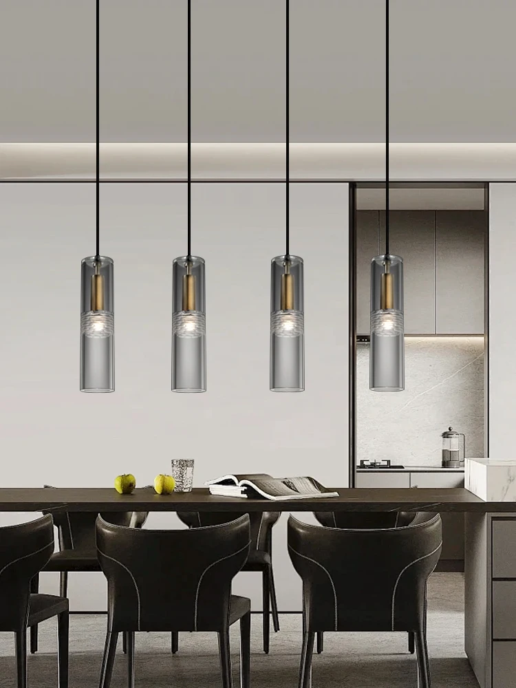Copper Crystal Cylinder Pendant Ceiling Chandeliers Home-appliance Bronze Lamp For Stairwell High