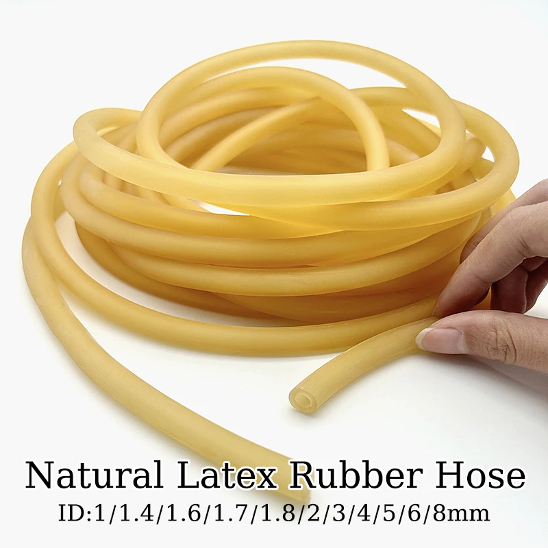 Yellow Natural Latex Rubber Hose ID 1~8mm High Rebound - Strong Flexibility Not Easily Deformed Smooth Surface Without Bubbles