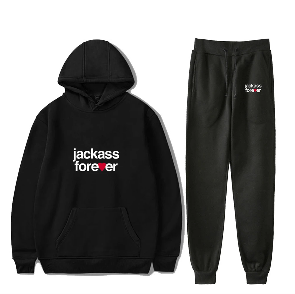 

Jackass Forever Two Piece Set Women Men Long Sleeve Hoodies+Jogger Pants Fashion Unisex Casual Streetwear Clothes