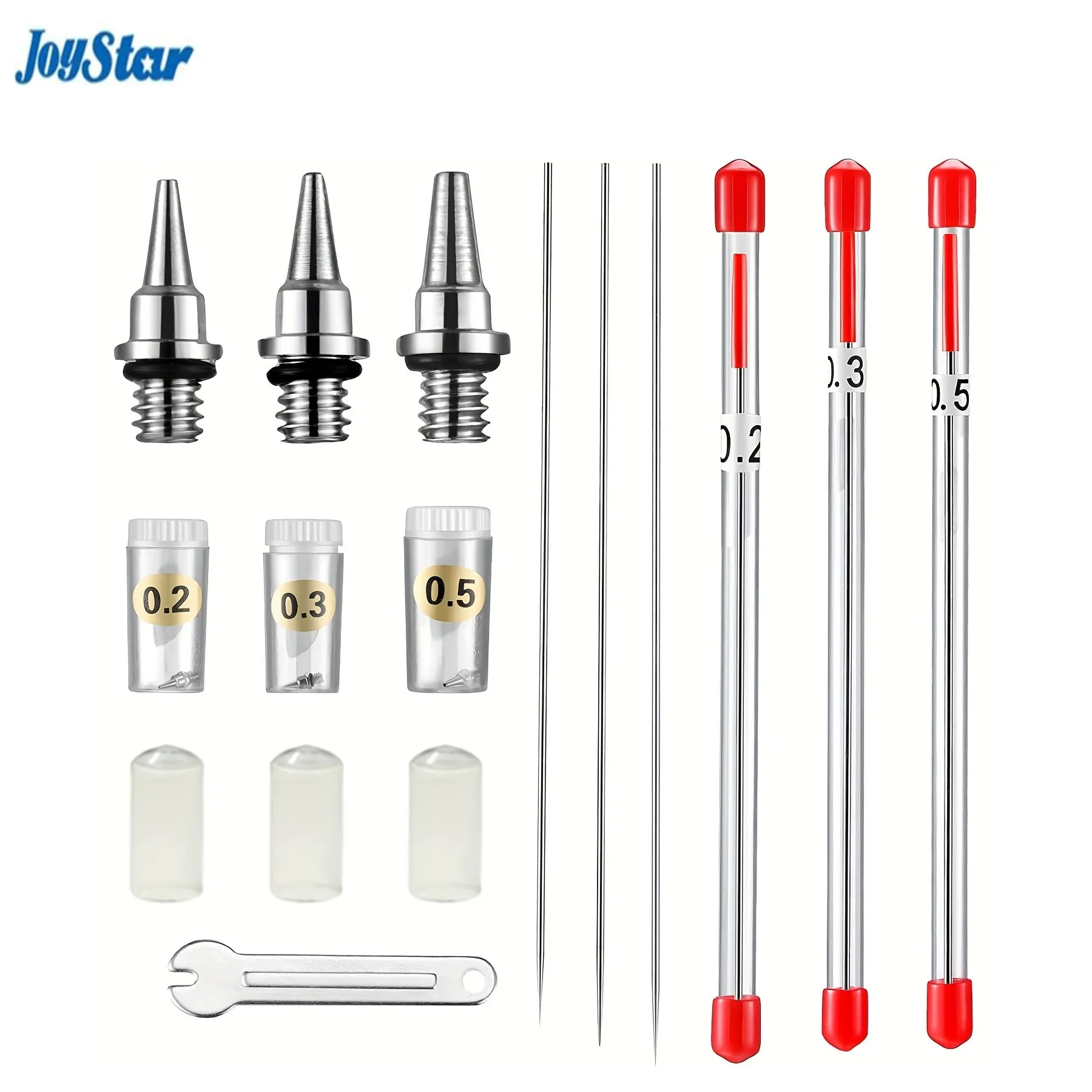 

Комплект запасных частей Joystar из 10 предметов с насадкой для аэрографа 0,2/0,3/0,5 мм, игла для аэрографа, защитным рукавом для иглы