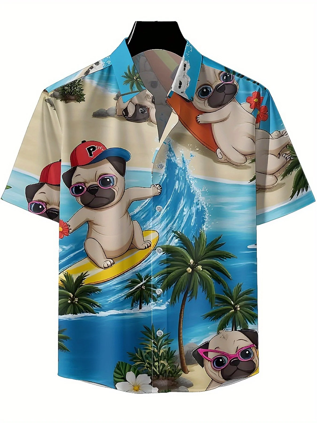 Camisa Hawaiana Hombre Talla Grande Cachorro Surf - alternate angle