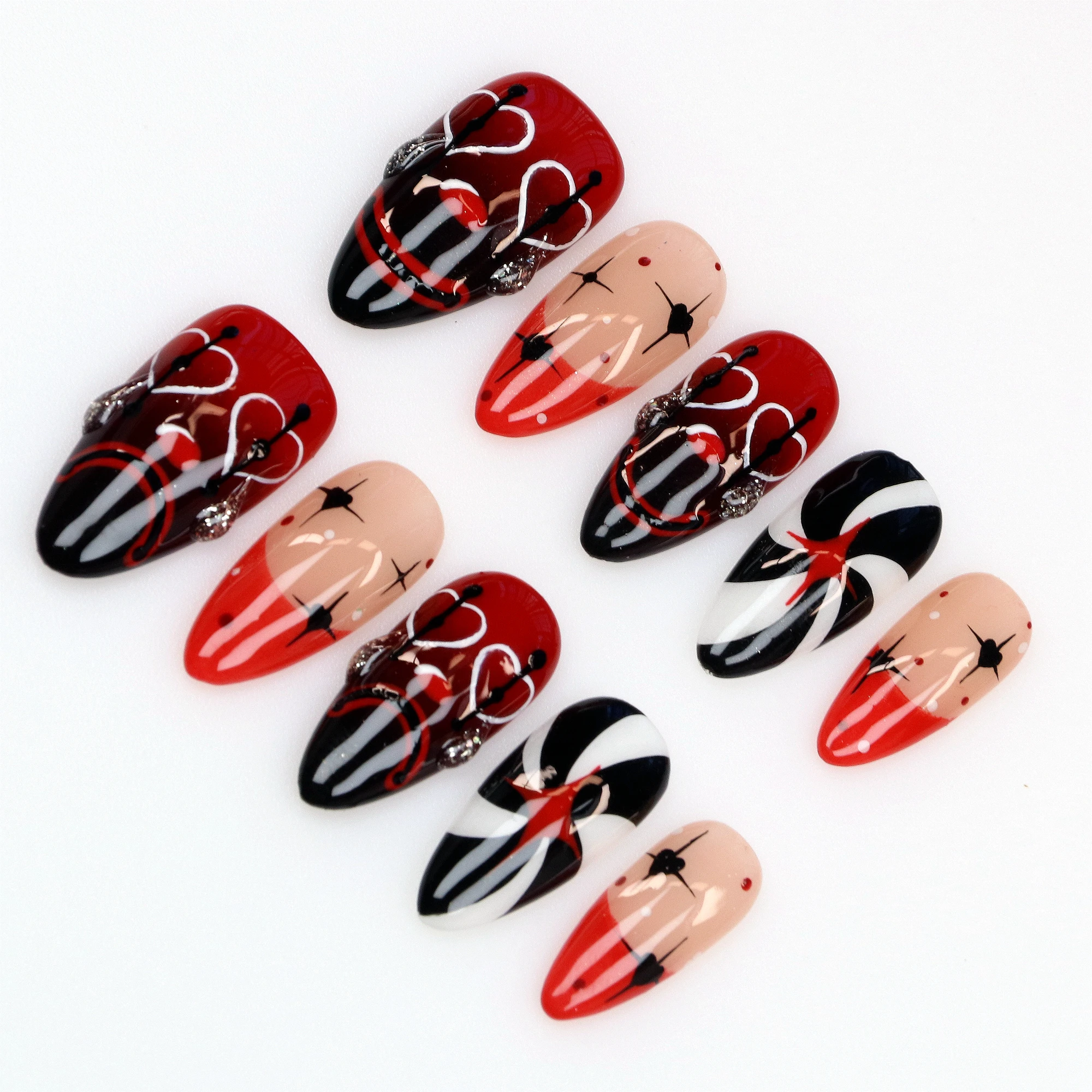 10PCS Y2K 3D Custom Design Luxury Long Stiletto Press On Nails,Beautiful Flowers FreeStyle Press Vacation Holiday Gift