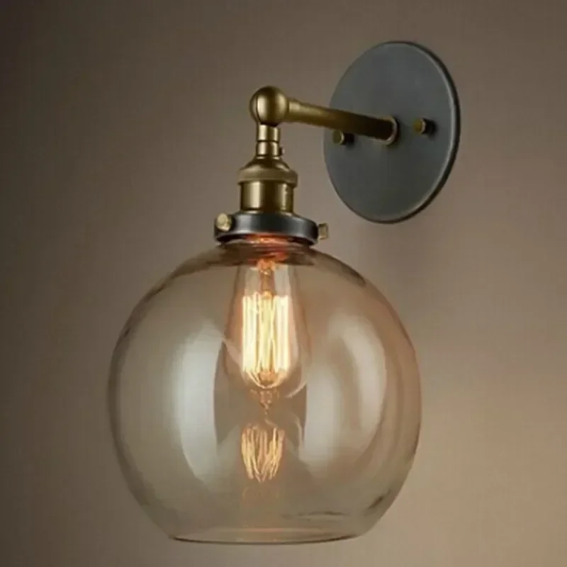 2025 Industrial Retro American Countryside Bar Table Pendant Light 110V-220V Transparent circular glass Incandescent lamps