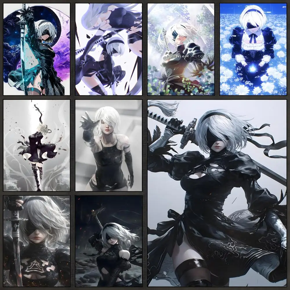 Game NieRr 2B A2 9S Android Action Poster Peel And Stick Wall Art PP Waterproof HD Bedroom Living Room Home Decor Gift