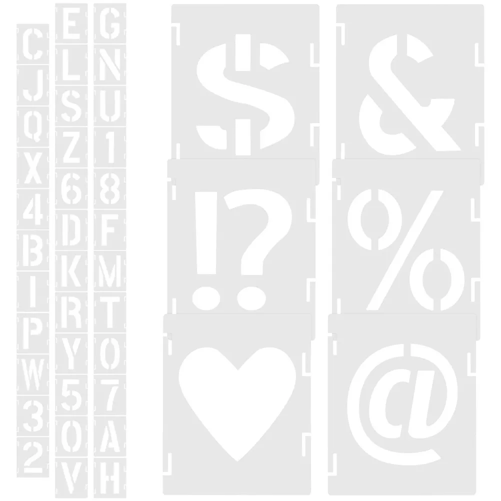 42 Stück Buchstabenvorlagen, Malschablonen, langlebig, wiederverwendbar, für Heimwerker, Basteln, Holz, Stoff, Papier, Malschablone, Alphabet, Zahl