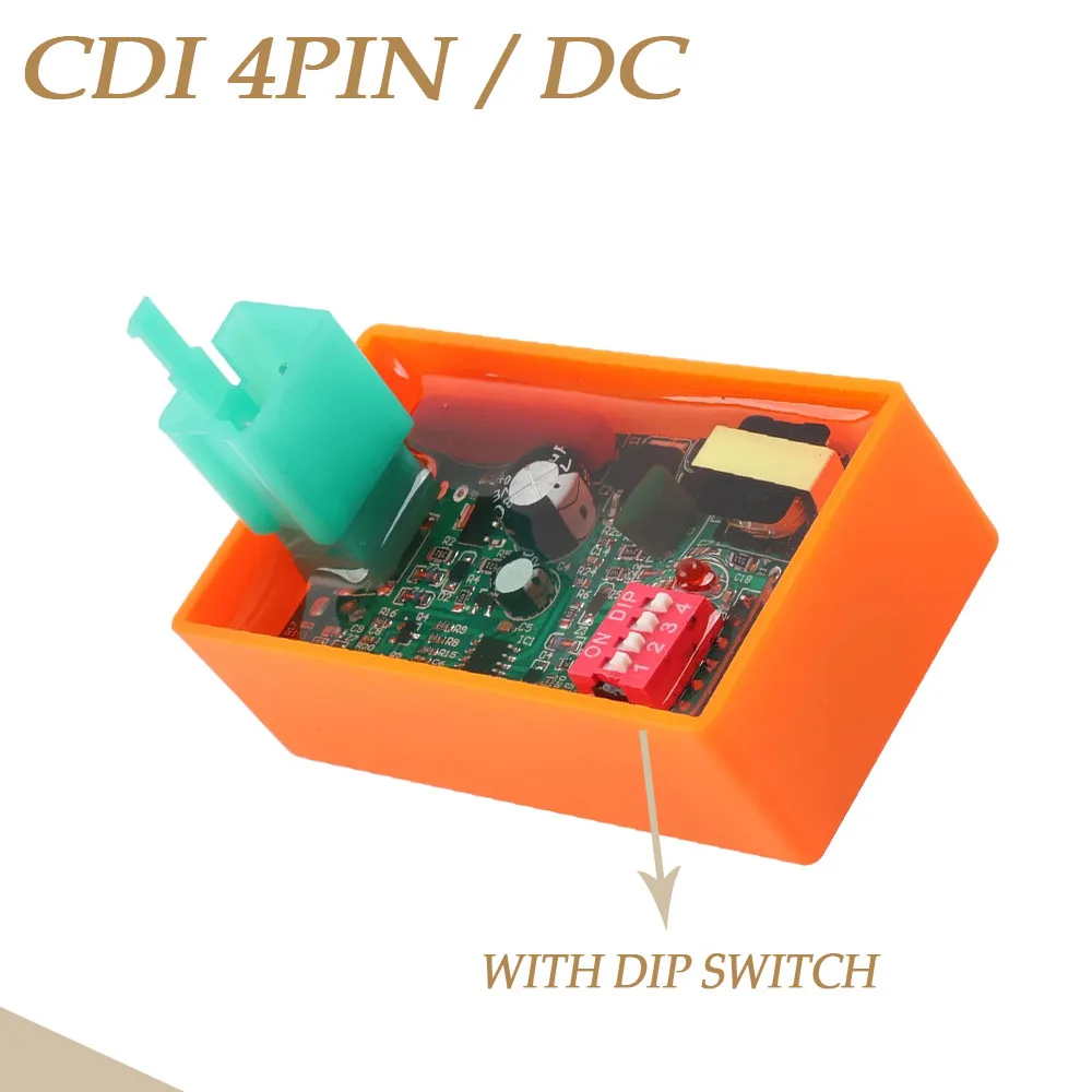 CDI Racing DC 4 Pin CDI Ignition Box Adjustable with DIP Switch Programmable CDI for 125cc 50CC 70CC 90CC 110CC ATV Bike Go Kart