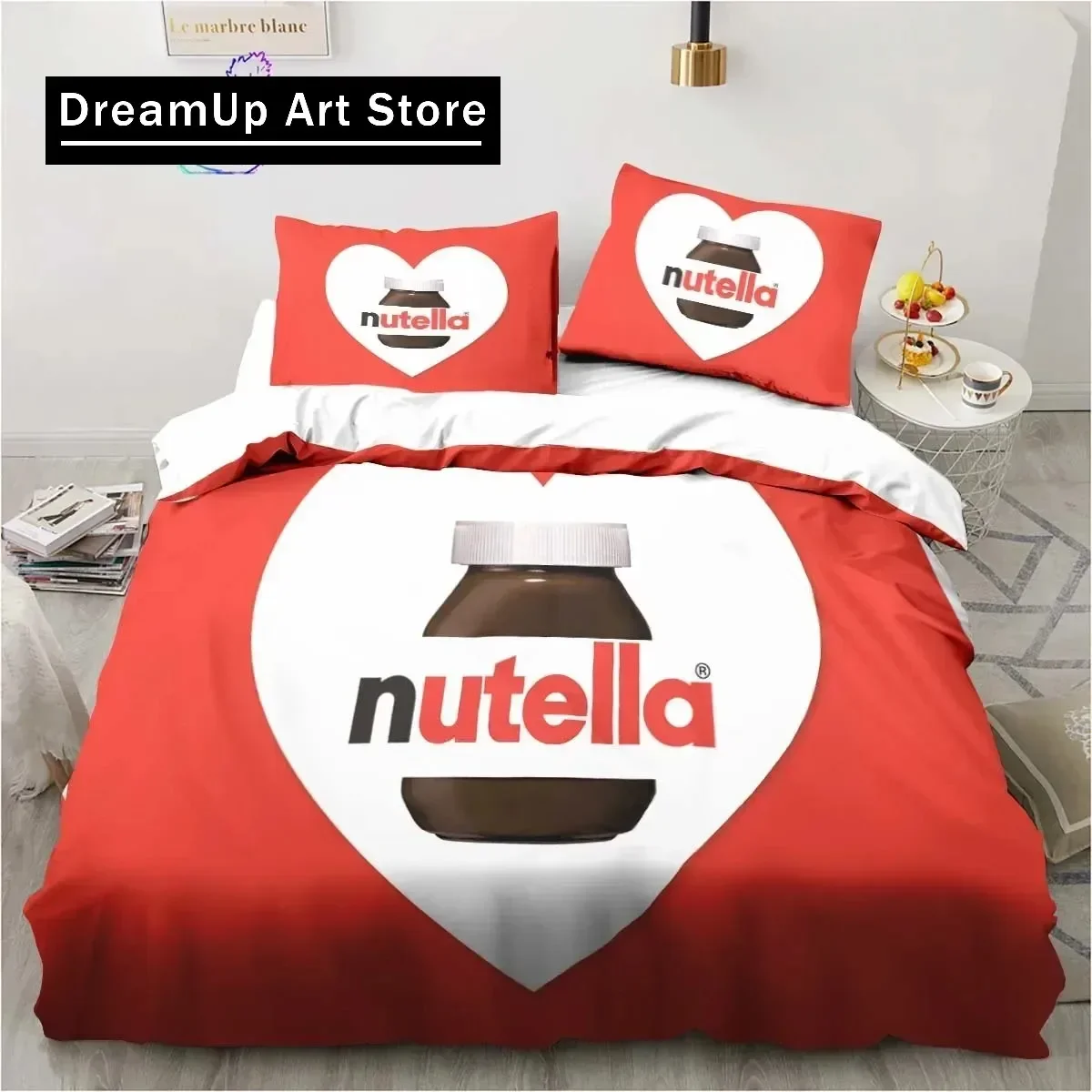 3D Print Fashion Nutella Cartoon Bedding Set Boys Girls Twin Queen King Size Duvet Cover Pillowcase Bed boys Adult Bedroom
