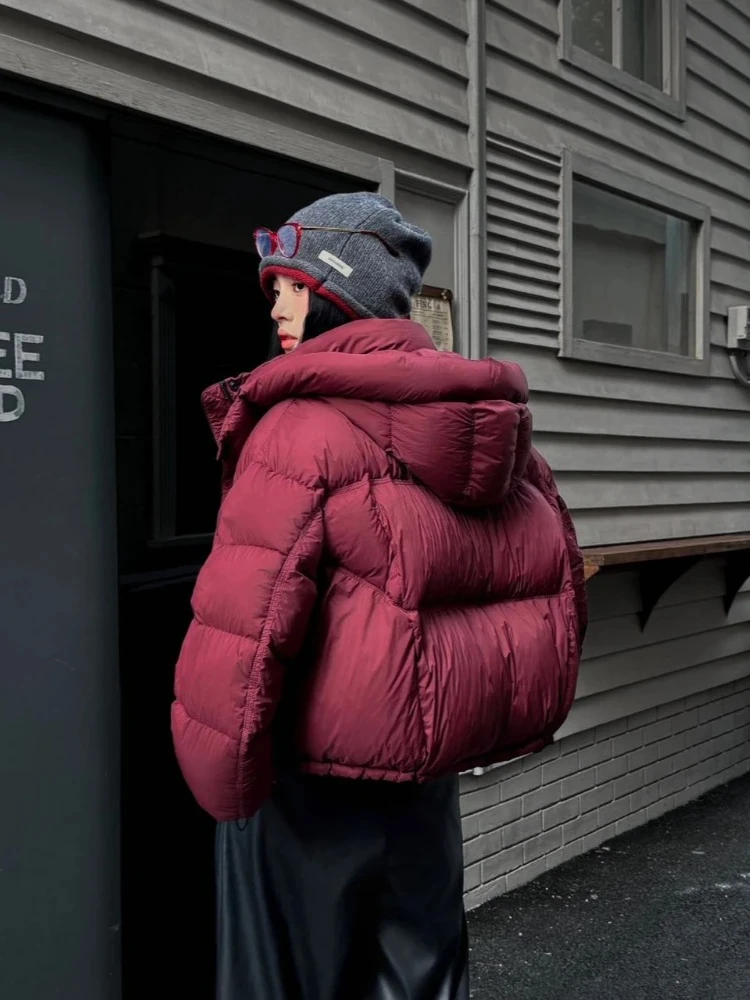 2025 موضة جديدة رقيق سترة منفوخة الإناث جديد الخريف الشتاء سميكة الدافئة ملابس علوية النساء قصيرة مقنعين الأبيض بطة أسفل معطف #6