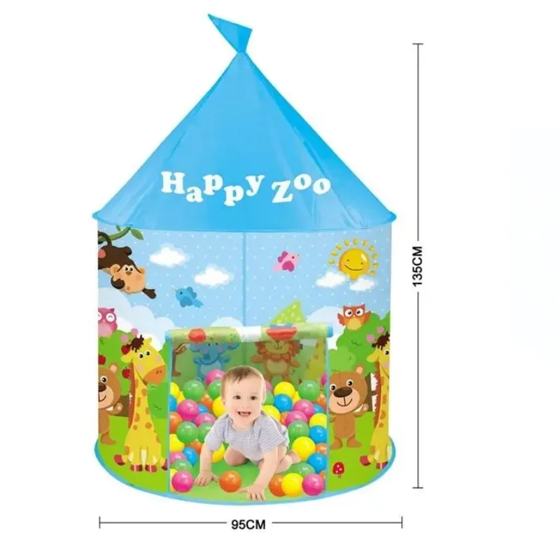 

Kids Portable Cartoon Castle Tent Children Mongolian Yurt Tent with 25 Ocean Balls Toddler Indoor Outdoor Playhouse Room Decor