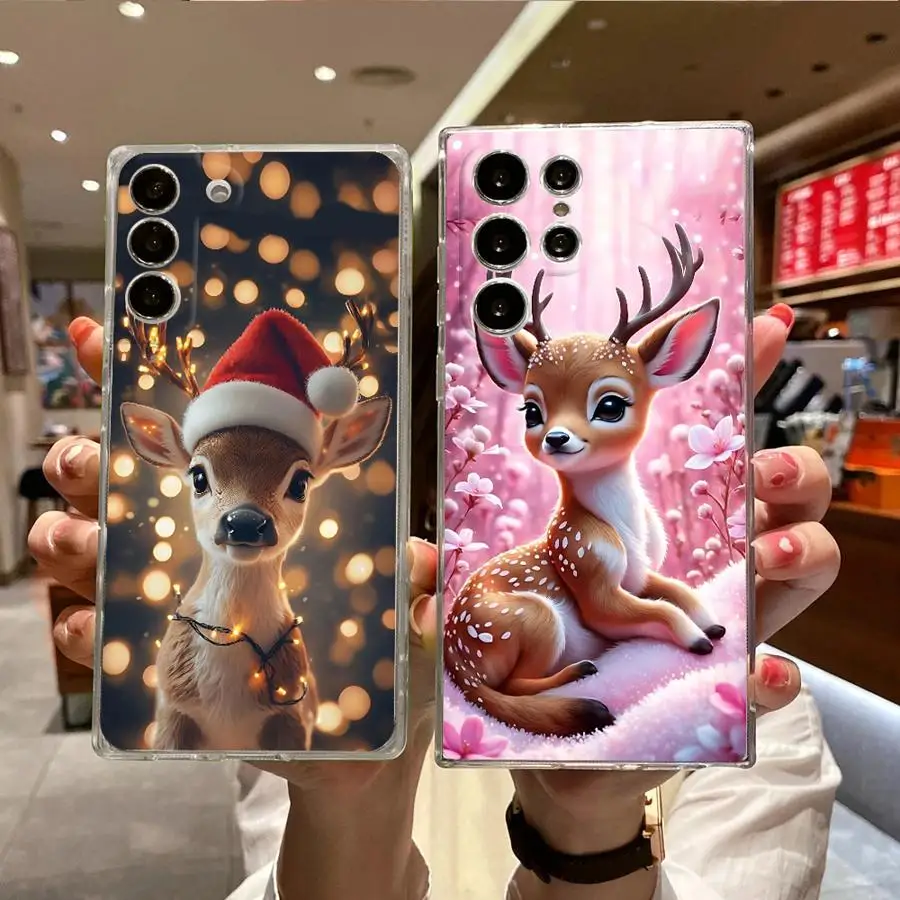 Custodia per telefono per Samsung Galaxy S10 Plus S22 S24 FE S20 S21 S25 Ultra S23 Nota 10 20 Ultra Trasparente Morbido Cervo della Foresta Profonda
