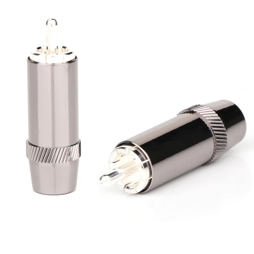

Preffair 4PCS R1737 Silver Plated Audio RCA Plug 8mm Cable Silver Connector HIFI for Speaker Cable
