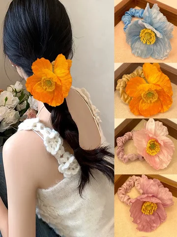 여성용 꽃 해변 휴가 소장 머리끈 1개