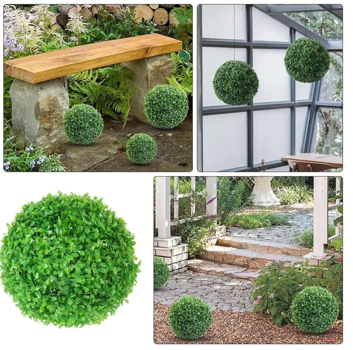 Artificial Plant Topiary Balls Faux Plants Decorative Balls for Outdoor Patio Garden Balcony Backyard Indoor Home Wedding Decor