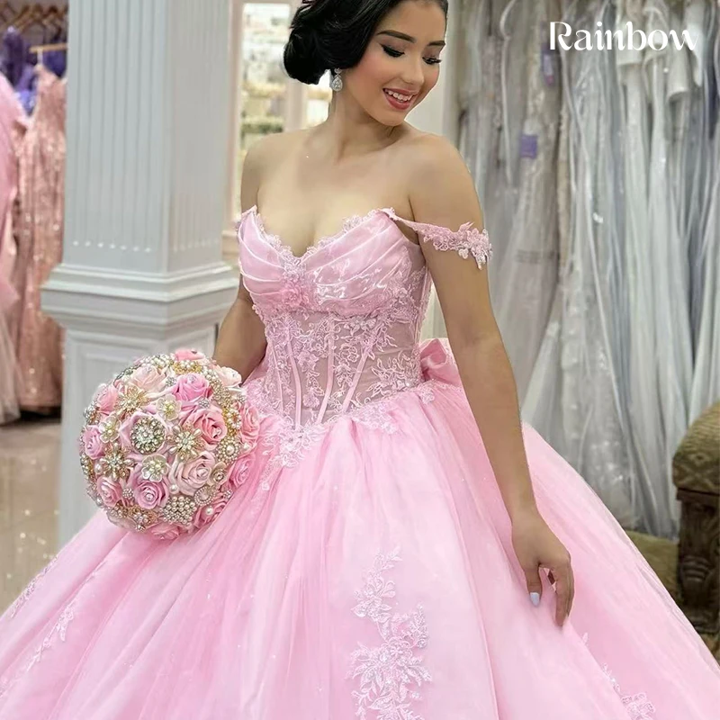 高品質のキンセニアラドレス、ネットに刺繍されたレースとスパンコール、プリンセスボールガウン、オフショルダー、カスタマイズされた誕生日パーティー