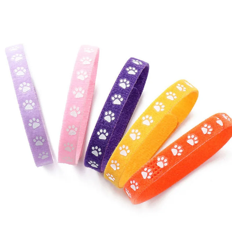 

6Pcs 12Pcs Wholesale Pet Collars Puppy Kitten Identification Footprints Collar Newborn Cat Birth Milk Dog Necklace Adjustable