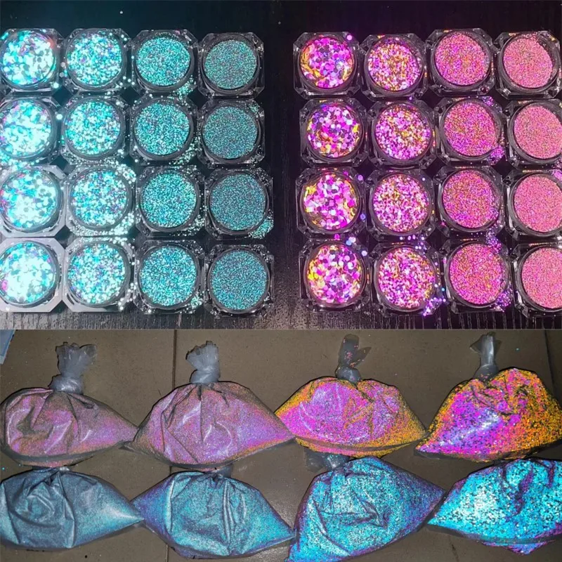 1jar-Reflective Sparkling Nail Glitter Powder Net2-3g Iridescent Dazzling Powder UV Gel Polish DIY Reflective Powder