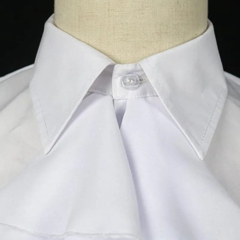Classic Retro Shirt Cloth with Embroidered Collar - Stunning Medieval Men's & Women's Lace White Fake Collar & Floral Pirate