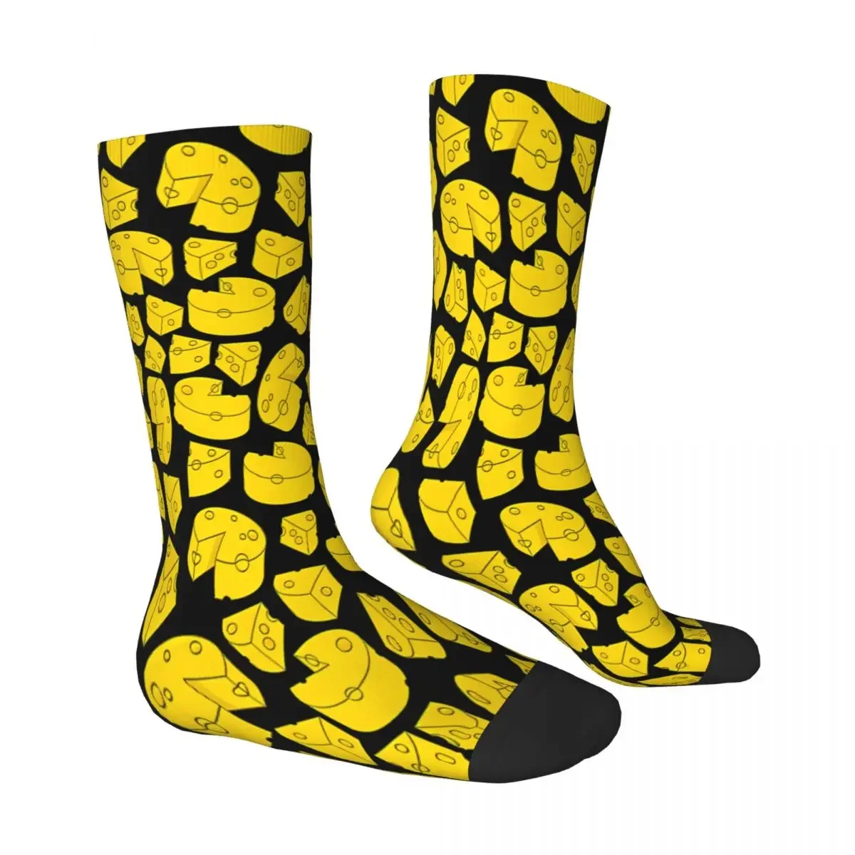 Yellow Cheese Socks Male Mens Women Spring Stockings Printed