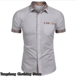 Camisa havaiana de seda gelada patchwork masculina, roupa de manga curta, tamanho grande, casual, retrô, ao ar livre, férias, verão