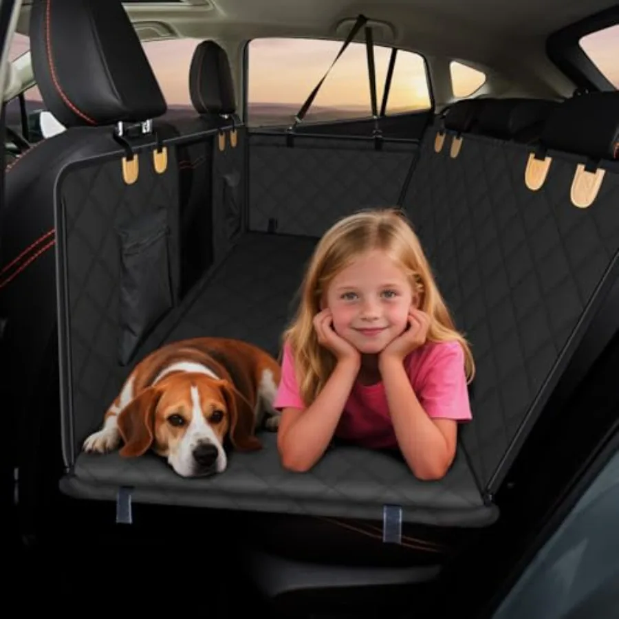 

Dog Car Seat Cover for Back Seat Waterproof Hard Bottom Back Seat Pet Cover for Dogs Large-Space Hammock for Car Truck SUV Char