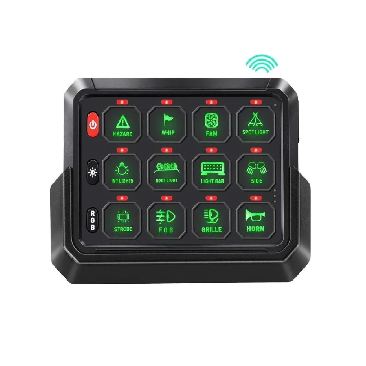 12V Car Circuit Control Relay Fuse Box Waterproof RGB 12 Gang 5 Brightness Levels Strobe Pulse Switch Panel Wireless