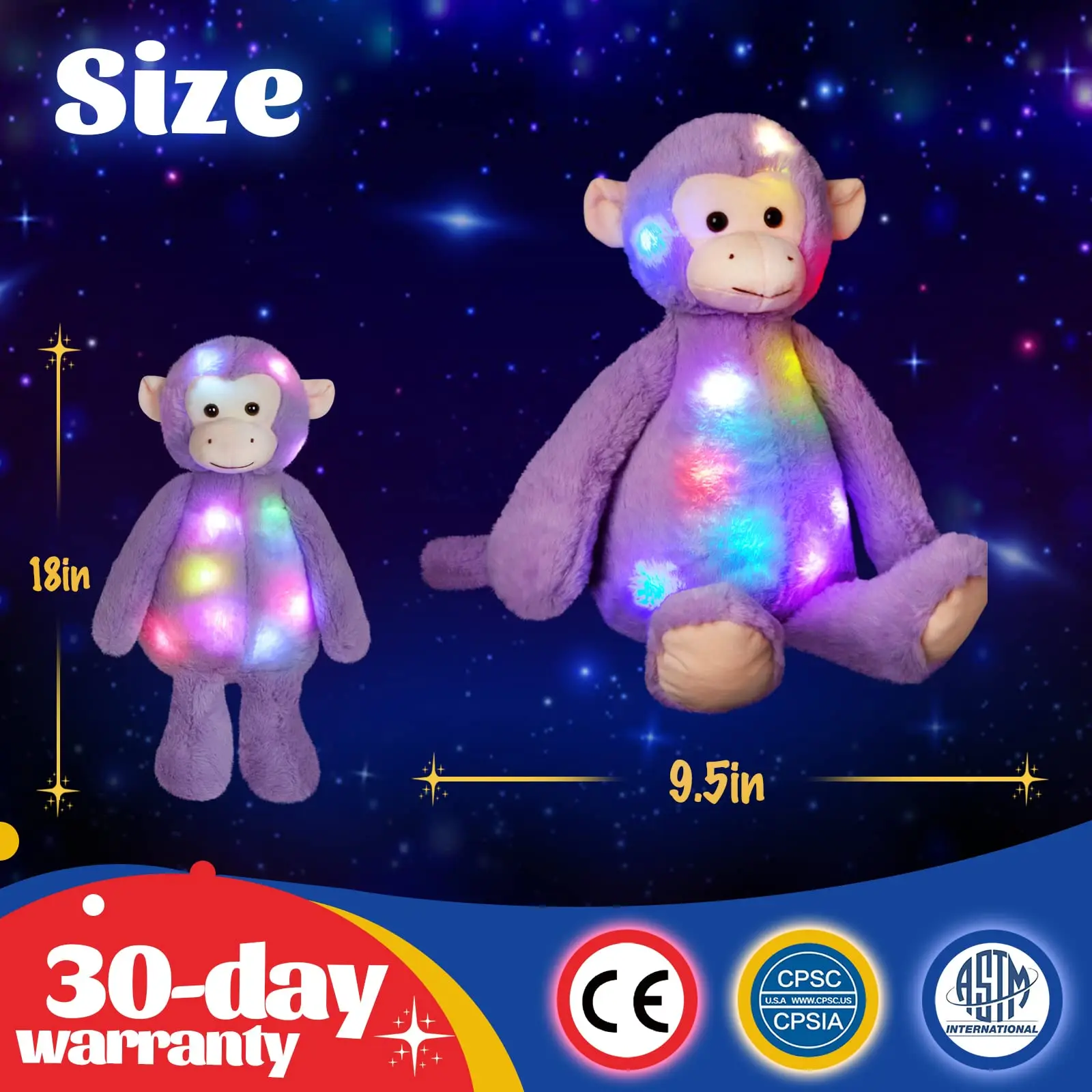 45cm LED Light Cotton Plush Toys Soft Birthday Gifts Pillows Stuffed Animals Luminous Glowing Toy for Girls Kids Children