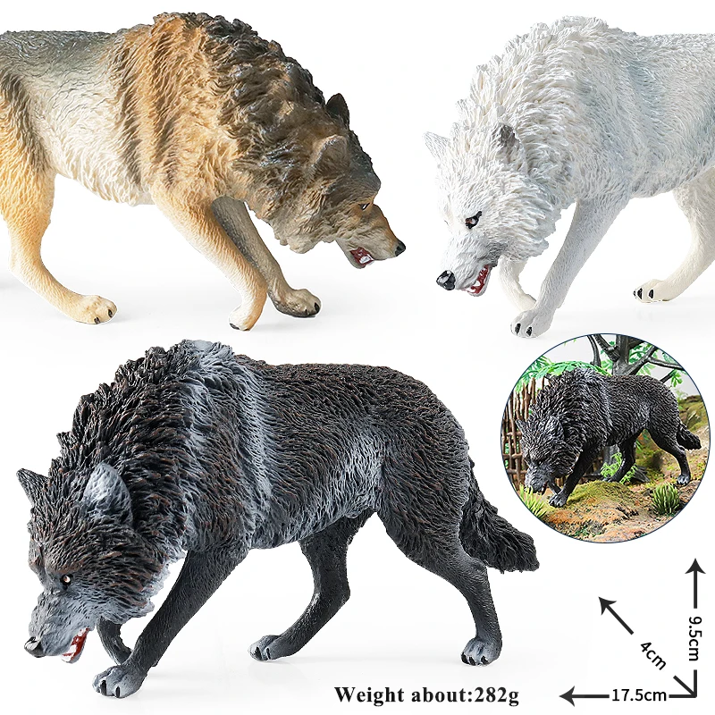 Oenux Big Size Savage Wild Beast Animals Wolf Wolves Model Action Figures Collection Solid PVC High Quality Home decor Toy Gift
