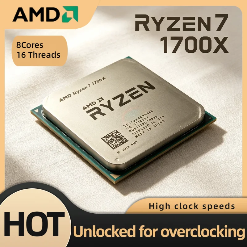 

AMD Ryzen 7 1700X 8 Core 16 Thread 3.4GHz Up to 3.8GHz AM4 14nm Zen 4MB L2 16MB L3 Cache 95W PCIe 3.0 Tray CPU