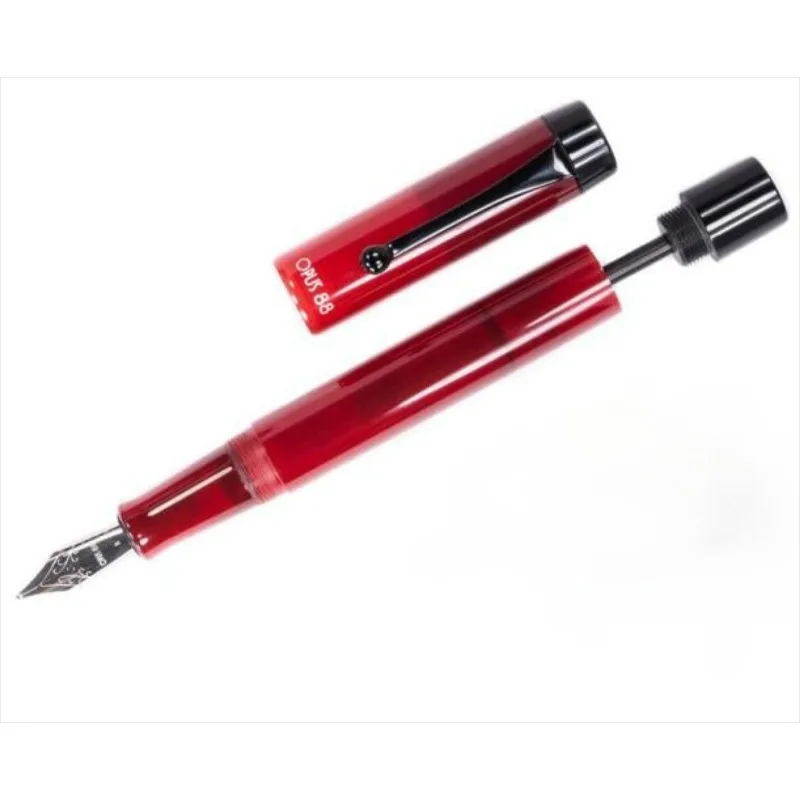 2026 OPUS Red Colors Resin Fountain Pen  JOWO Tip 0.5/0.7 F/M/B Nib Transparent Drop in Ink Absorbing Calligraphy Collection Pen