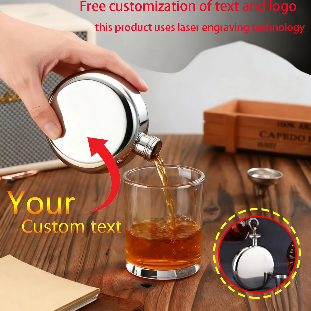 Customized Personalized Stainless Steel Hip Flask Outdoor Portable Wineware Wedding Party Wine Whiskey Hip Flask Gift Wholesale
