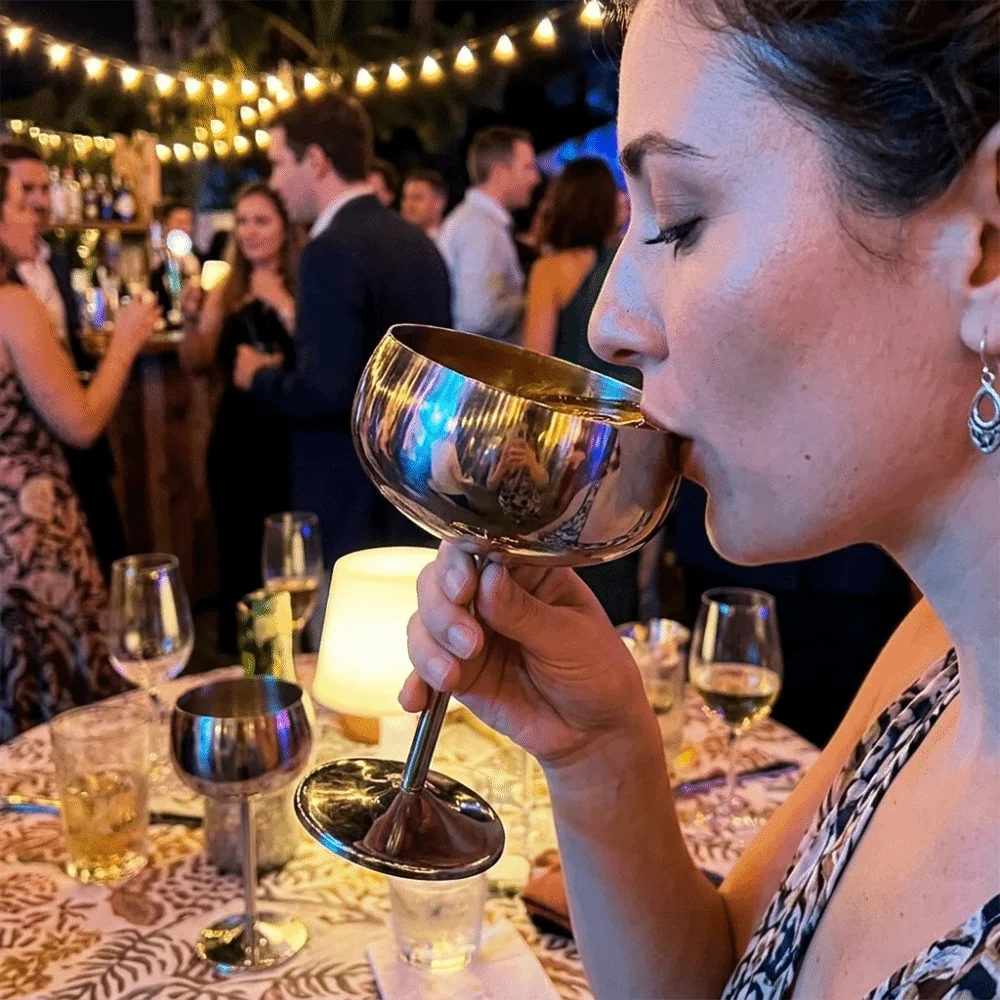 Unbreakable 400ml Wine Cup Rustless Steel Smooth Polished Drinking Cup Cup Shaped Outline Lightweight Goblet Outdoor Use
