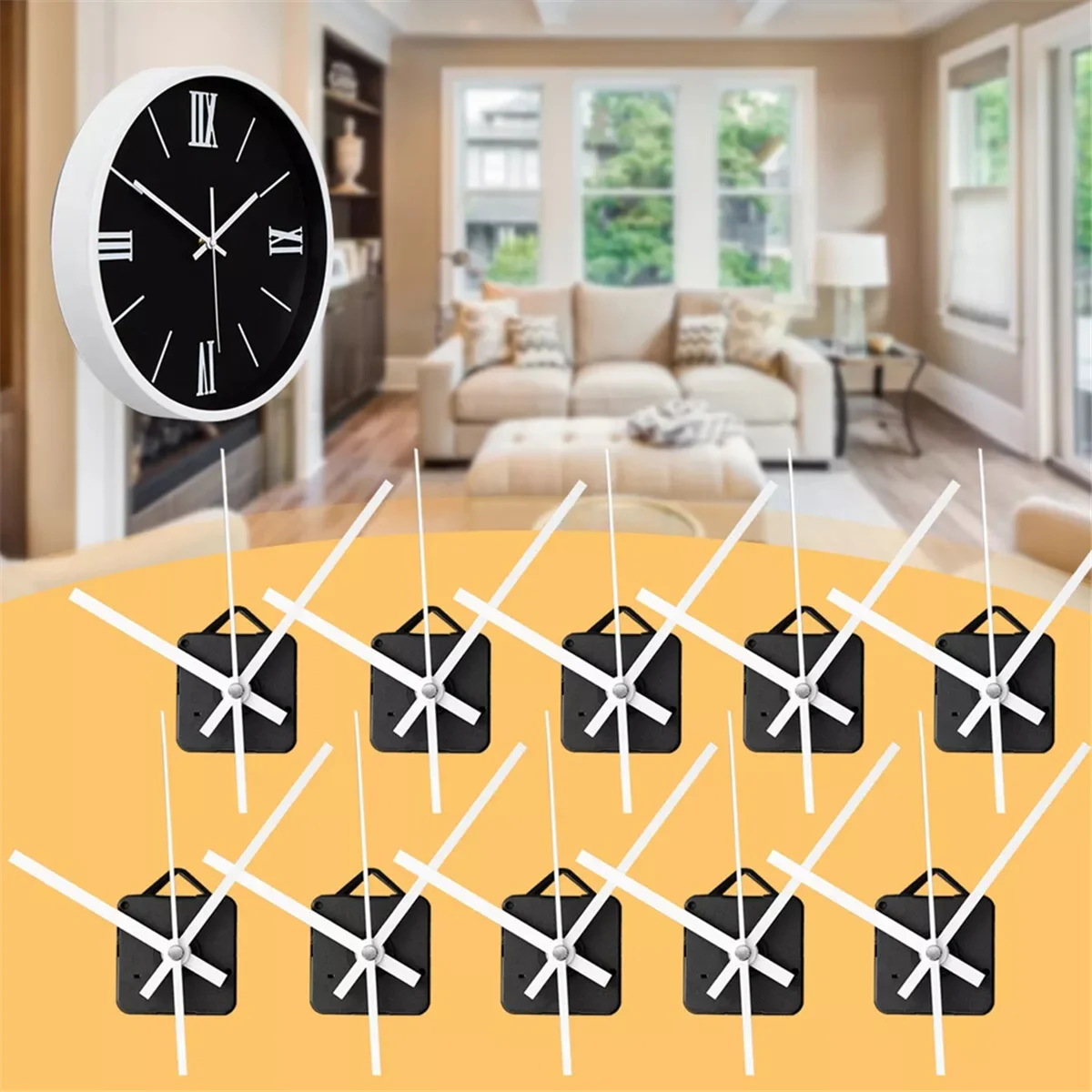 Movement Mechanism Repair 10Pcs DIY Silent Clock Movement Spindle Hands Quartz Movement Wall Clock Mechanism Repair Tools Part C
