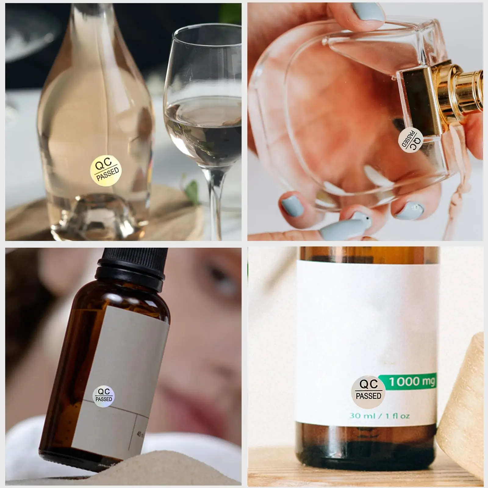 800 Pcs Tamper Proof Labels Qc Pass Tag Round Stickers Passed for Quality Test Inspection Nail