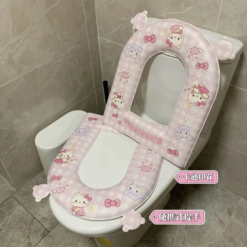 Hello Kitty cartoon cute EVA adhesive waterproof household toilet seat protective cover washable and suitable for all seasons